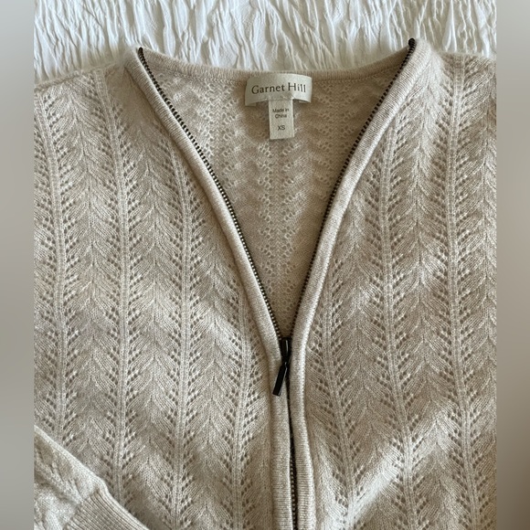 GARNET HILL Gemma Zip-Detail Cashmere Sweater XS Beige Colour - Picture 5 of 16